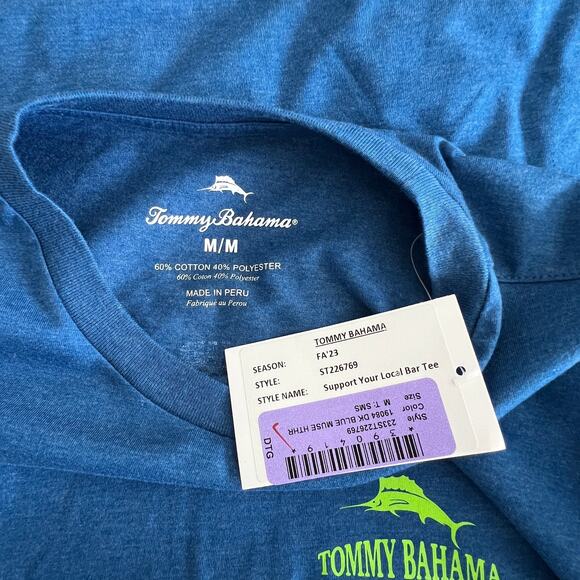 Tommy Bahama Support Your Local Bar Short Sleeve Graphic Tee Men's M Blue NWT - Picture 6 of 8